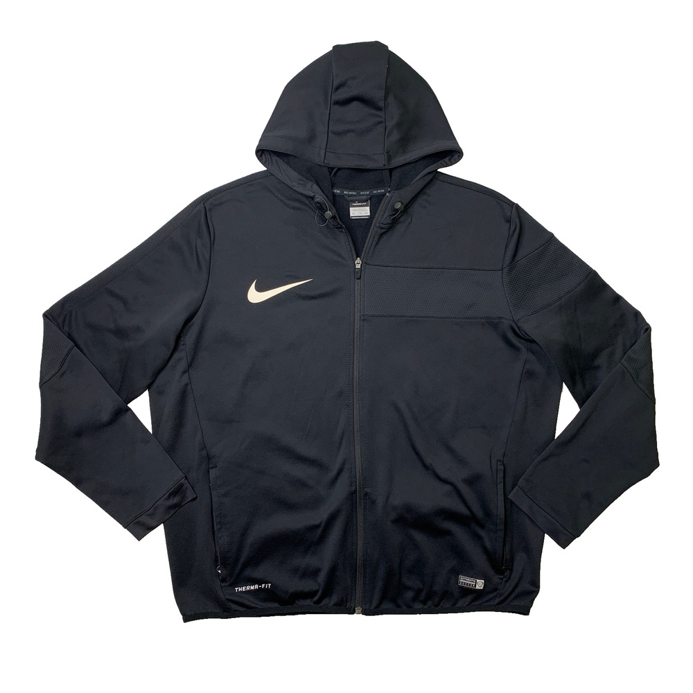 Nike Hoodie Men 2XL Black Therma Fit GPX FZ II Poly Hoody Soccer Sweatshirt